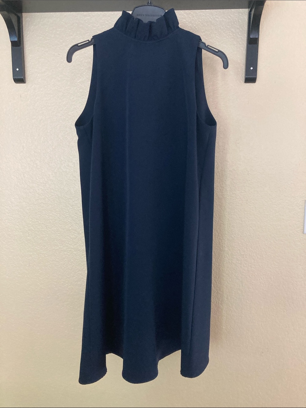 Tuckernuck Navy Blue Blythe Dress L Sleeveless Ruffle Collar Bow Party - Read